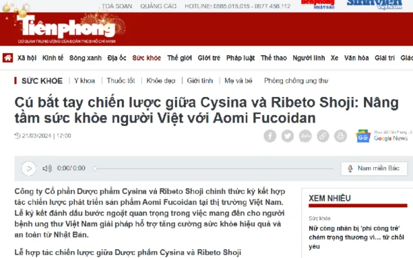 Cysina bắt tay Ribeto Shoji: Nâng tầm sức khỏe người Việt với Aomi Fucoidan